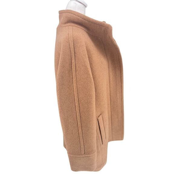 J.Crew Wool Coat Sz 12 Camel Funnel Neck Cocoon Style Fall Winter EUC Classic - Picture 6 of 15